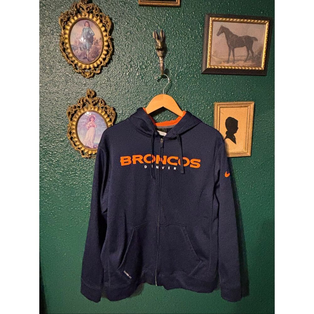 Mens Blue Nike Broncos Full Zip Jacket Size Medium